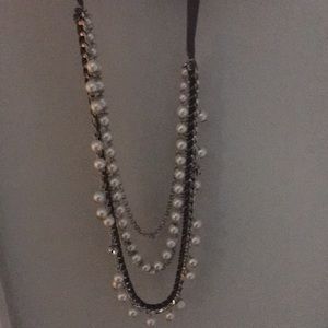 SOLD Pearl and Silver Link With Velvet